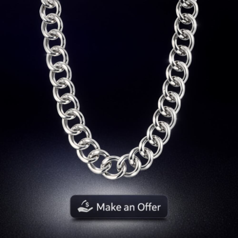 VTG Jewels by Park Lane Brigante Silvertone Chunky 18" Double Link Necklace NEW